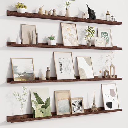 Picture Ledge Shelf for Wall, Floating Shelves Set of 4, 48 Inch Long Nursery Book Shelves for Toys