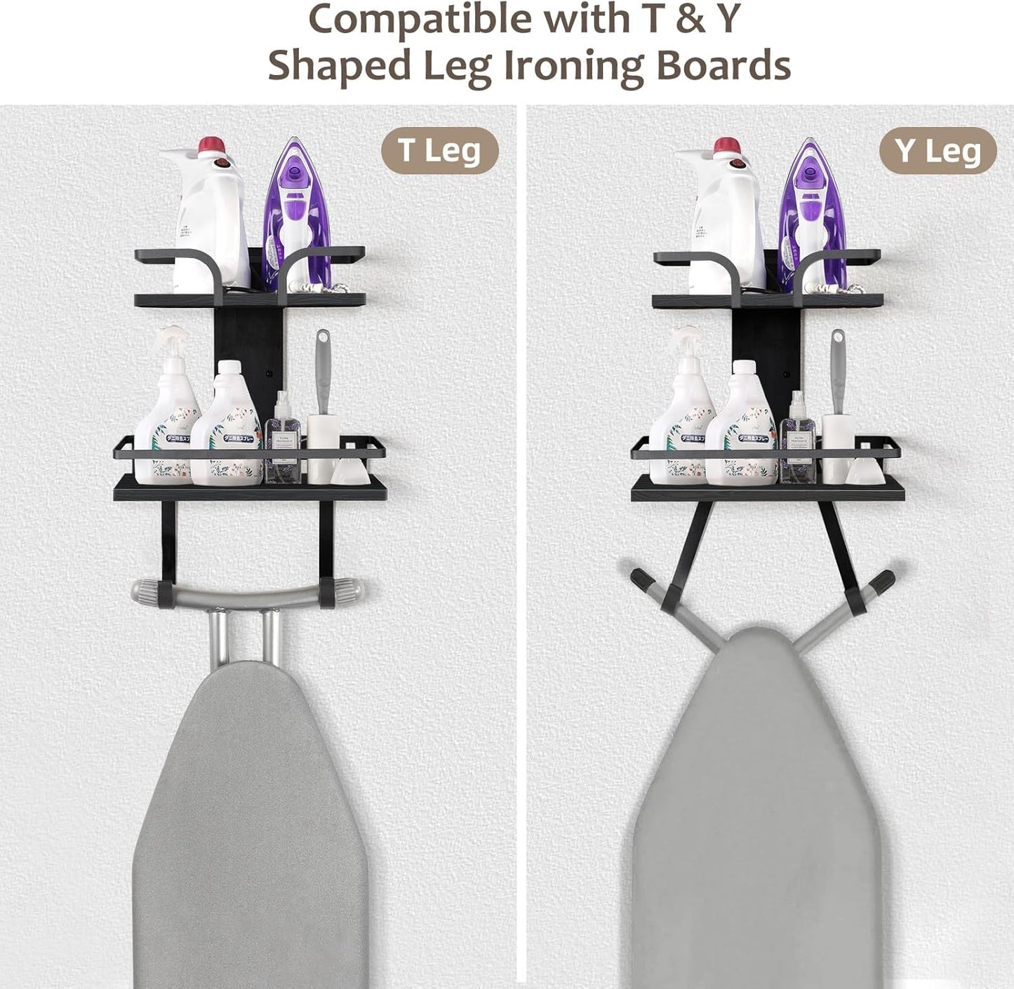 VINAEMO Ironing Board Hanger Wall Mount, 2-Layer Iron and Ironing Board Holder, Laundry Room