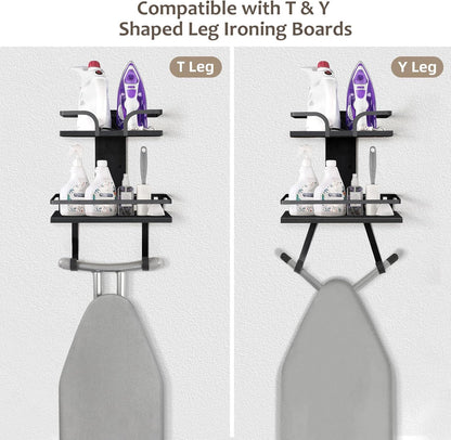 VINAEMO Ironing Board Hanger Wall Mount, 2-Layer Iron and Ironing Board Holder, Laundry Room