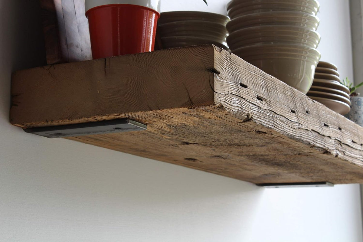 Urban Legacy Reclaimed Barn Beam Deep Shelves | Deep Shelves with Brackets Included, Set of 2 |