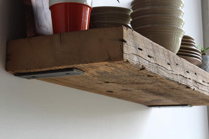 Urban Legacy Reclaimed Barn Beam Deep Shelves | Deep Shelves with Brackets Included, Set of 2 |