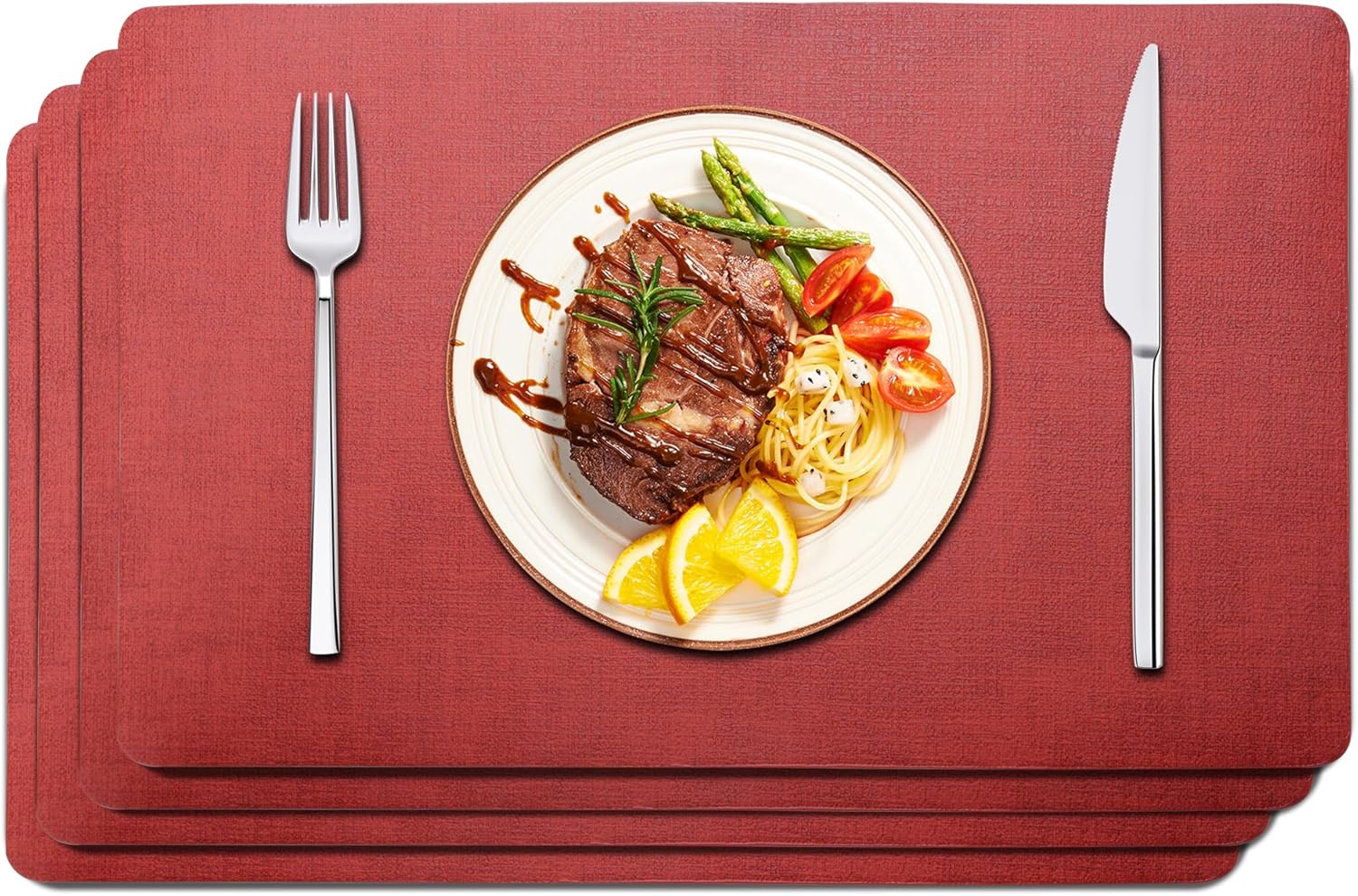 Maxpearl Faux Leather Placemats Set of 4, Waterproof - Wipe Clean - Heat Resistant - Anti Slip