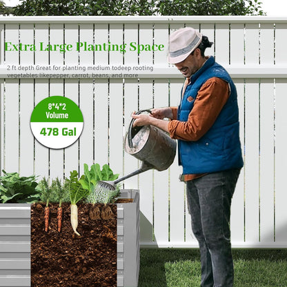 8x4x2 ft Raised Garden Bed, Large Metal Planter Raised Beds, Planters for Outdoor Plants for