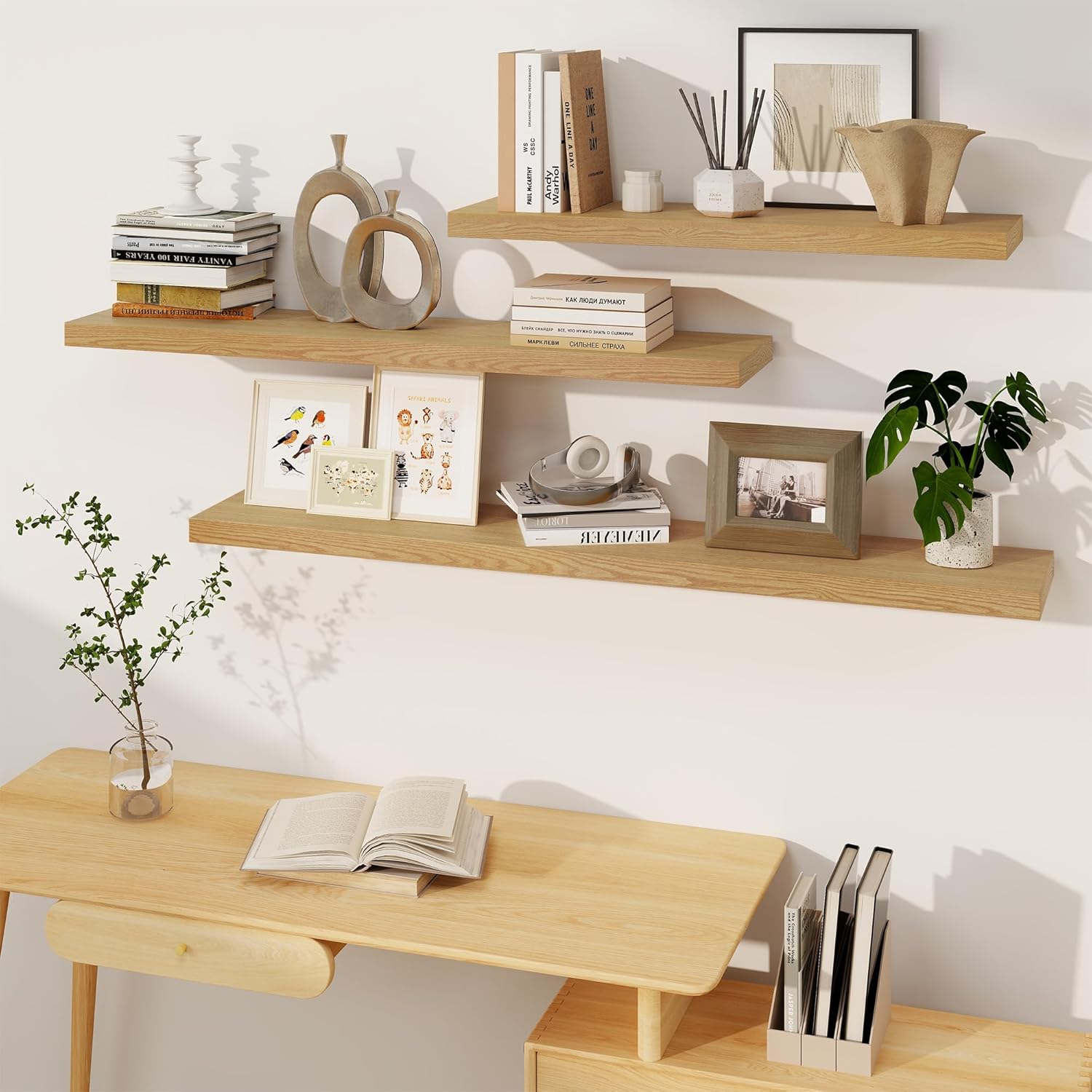 Fun Memories Floating Shelves, 8 Inch Deep Floating Shelves, Rustic Wood Fireplace Mantel 48 in