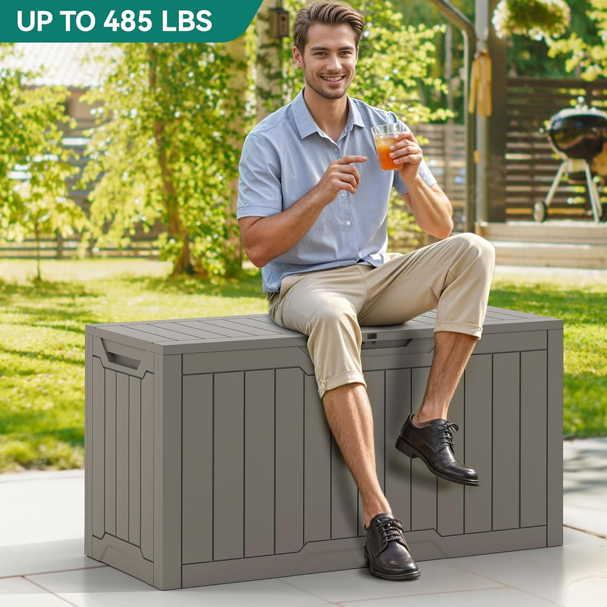 YITAHOME 80 Gallon Resin Deck Box, Outdoor Lockable Storage Box for Patio Furniture, Waterproof