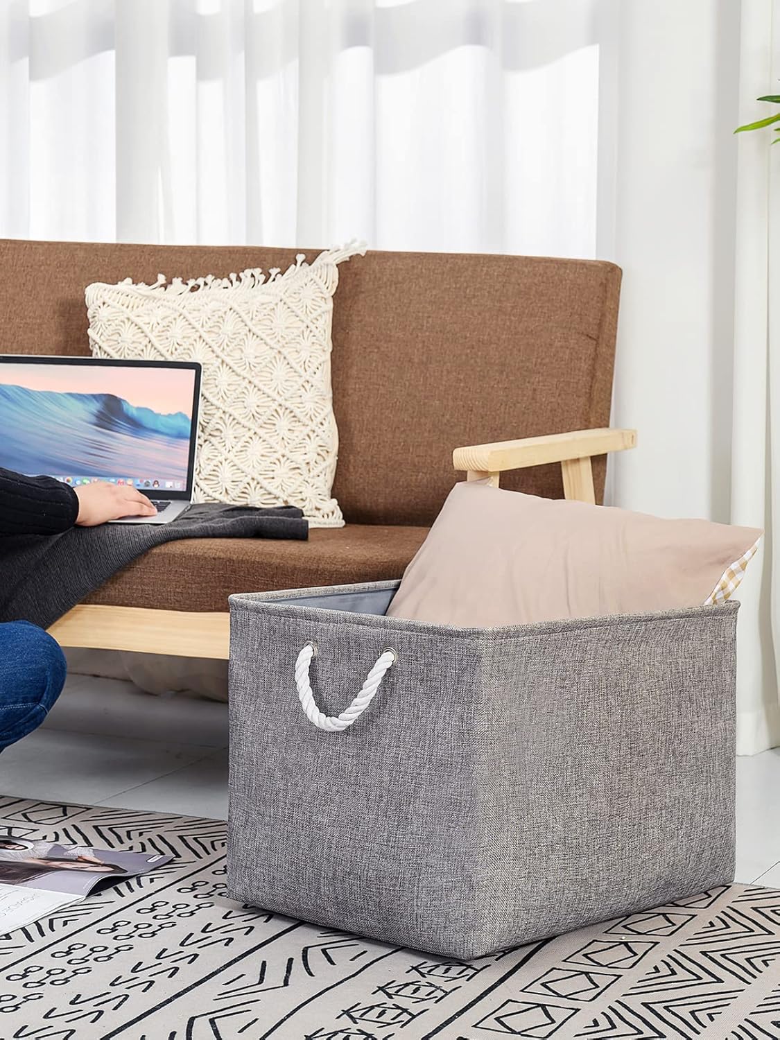 TheWarmHome Storage Baskets for Organizing, Sturdy Fabric Storage Basket , Foldable Storage Baskets