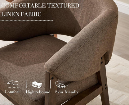 Mid-Century Modern Accent Chairs Set of 2, Comfy Barrel Armchairs with Wide Seat, Upholstered