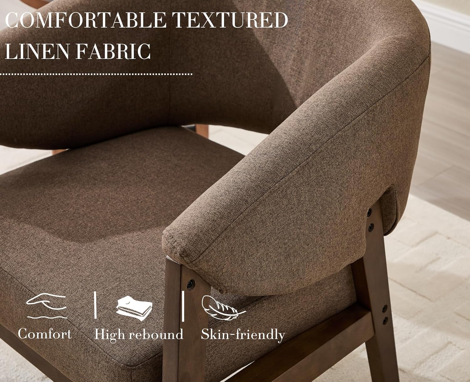 Mid-Century Modern Accent Chair, Comfy Barrel Armchair with Wide Seat, Upholstered Lounge Chair