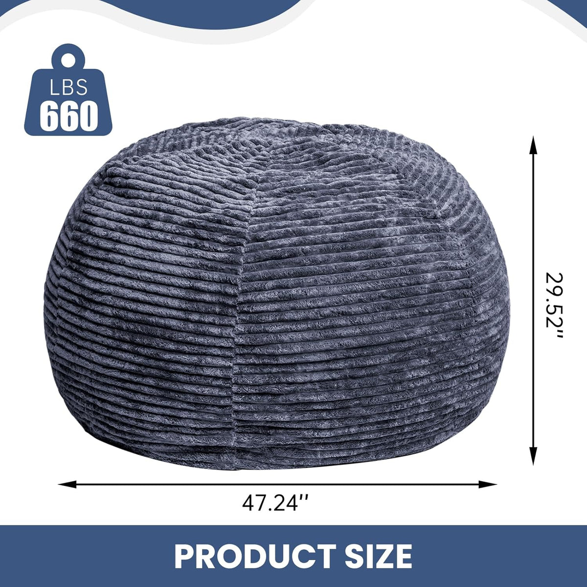 Large Bean Bag Chair, 5FT Giant Beanbag Chairs with Memory Foam Filled, Bean Bag Chairs for Adults