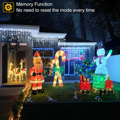 99ft 1216LED Icicle Lights for Outside, White Christmas Lights for House Patio Yard Porch Backyard
