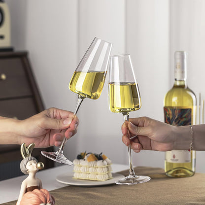Champagne Flutes Glass Set of 4,Crystal Champagne Glasses 9OZ/ 270ML, Hand Blown Mimosa Glasses