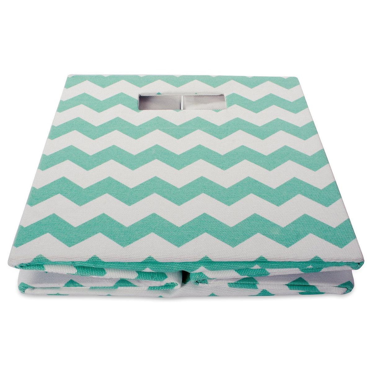 DII Collapsible Polyester Storage Cube, Chevron, Aqua, Large