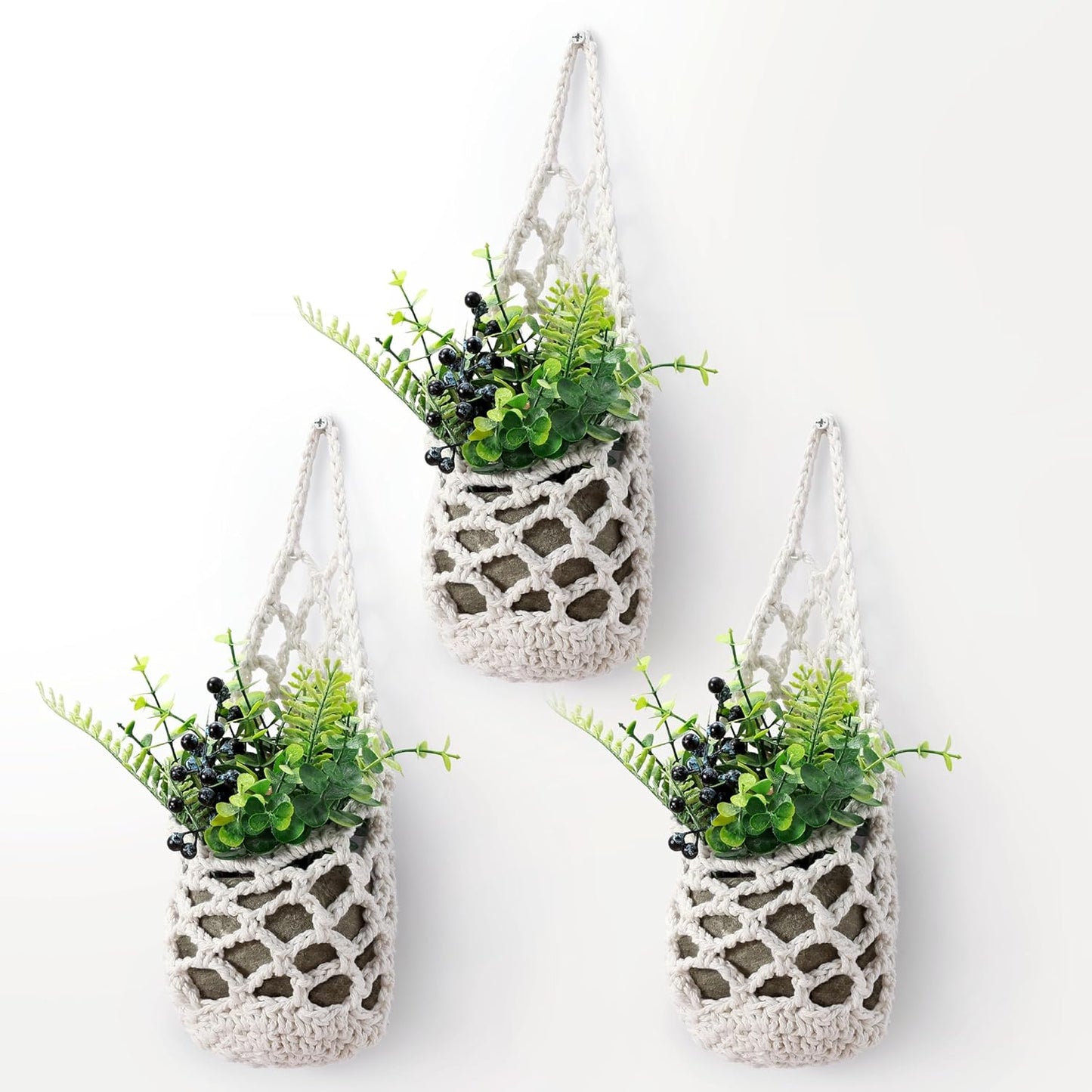3PK Wall Planters for Indoor Plants, Macrame Plant Hanger | Wall Planter, Plant Hanger, Hanging