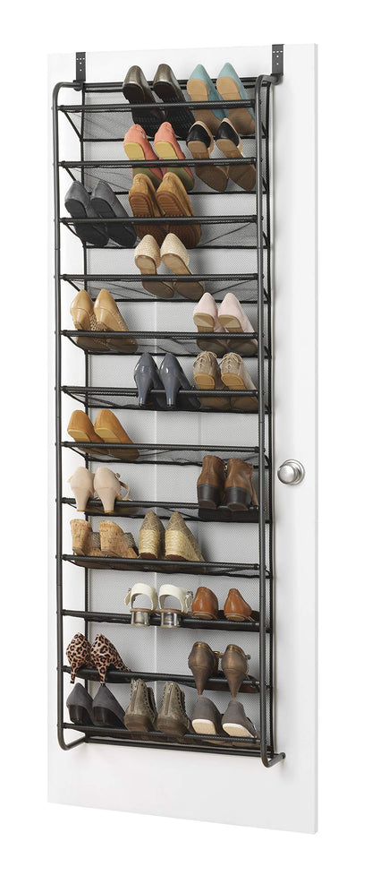 Whitmor 36 Pair Over the Door Shoe Organizer, 12 Tier Hanging Shoe Organizer, Heavy Duty Metal &