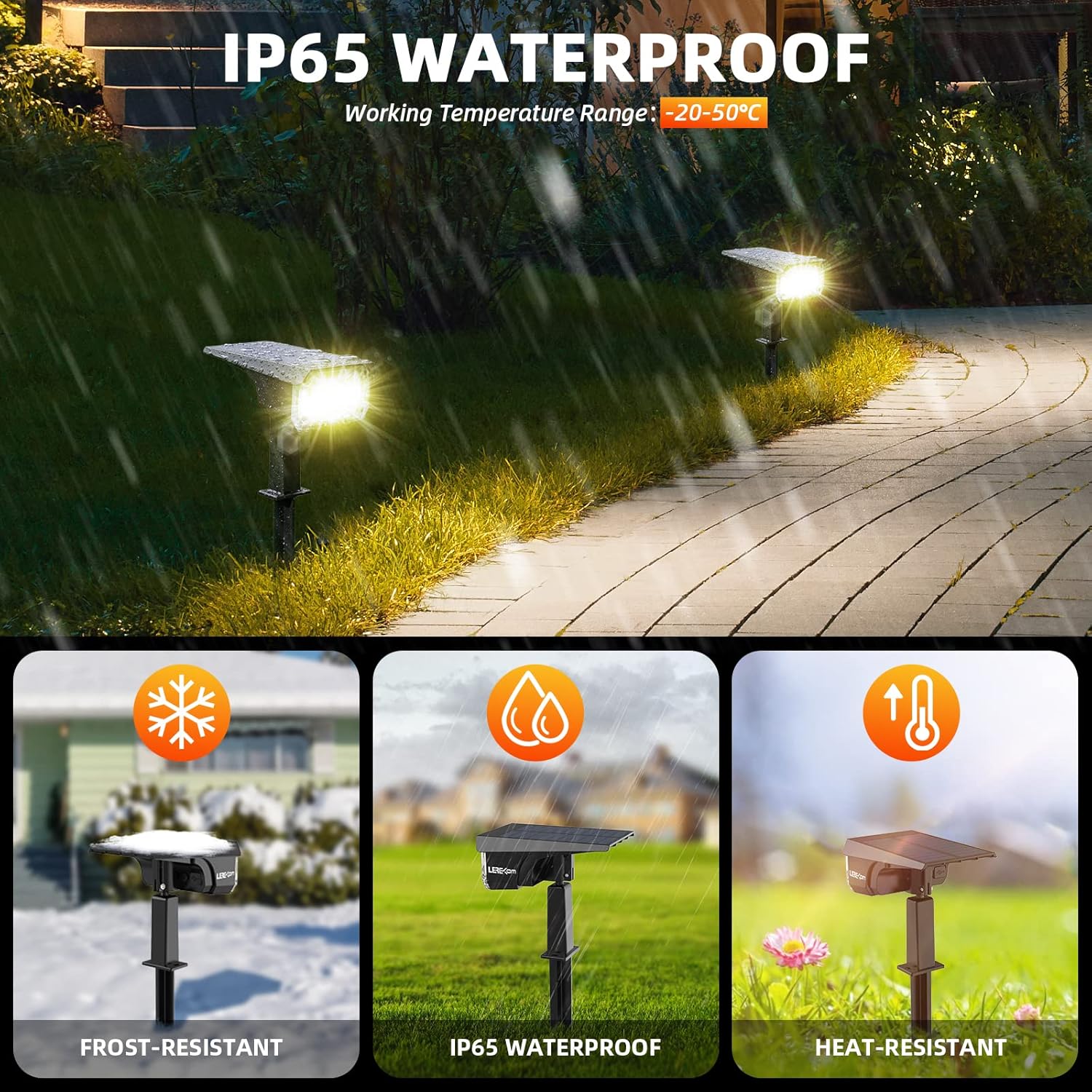 3 Brightness Modes Solar Outdoor Lights with Super Bright 40LEDs, 360 Adjustable Lighting Angle