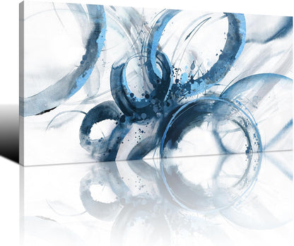 AJAZIKO Blue Wall Art Abstract Wall Decor Pictures for Living Room Wall Decoration Print Pictures