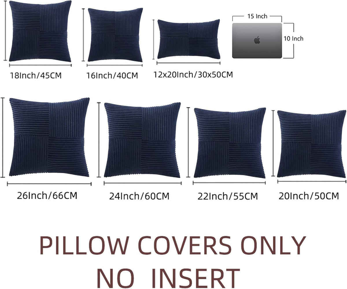 Fancy Homi 2 Packs Navy Blue Lumbar Decorative Throw Pillow Covers 12x20 Inch for Living Room