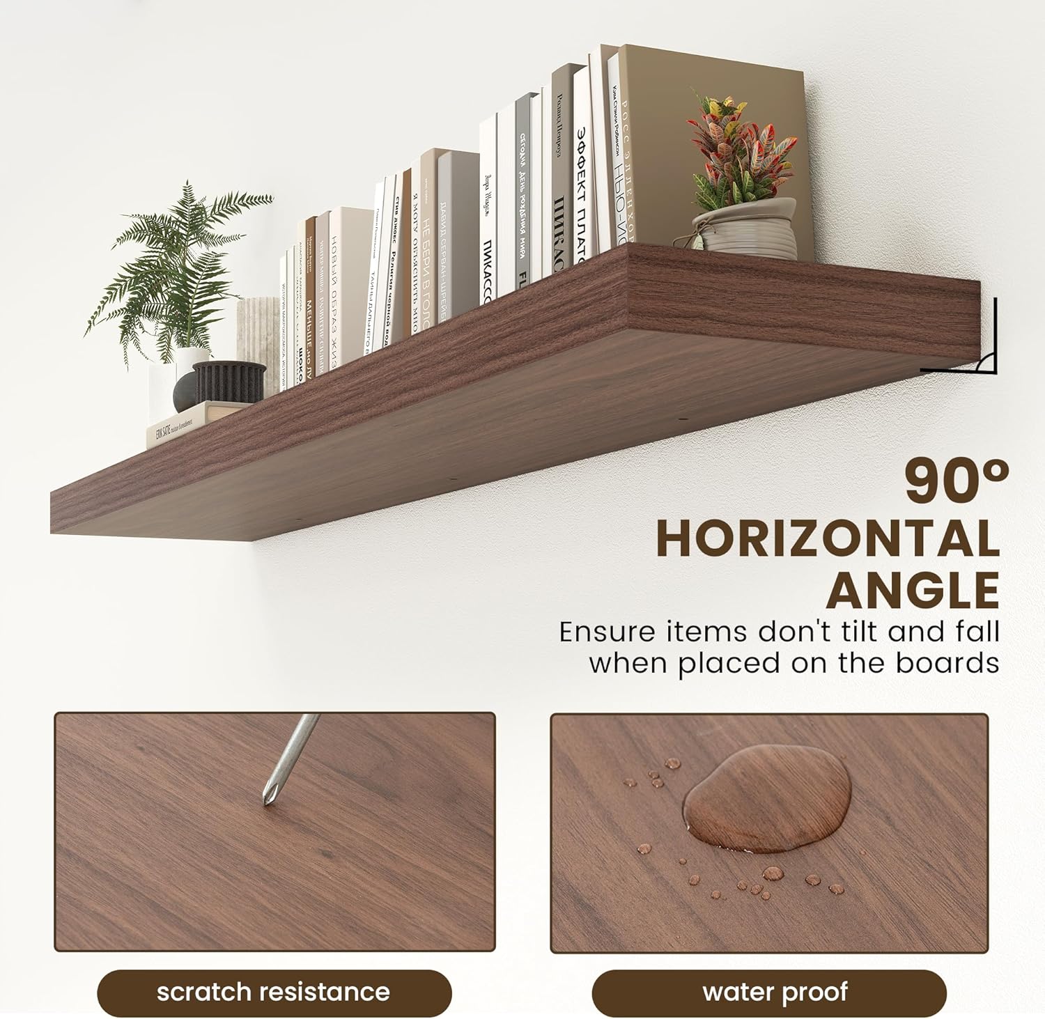 12 Inch Deep Floating Shelves for Wall | 72W x 12D Floating Shelves Set of 1 | Rustic Walnut Long