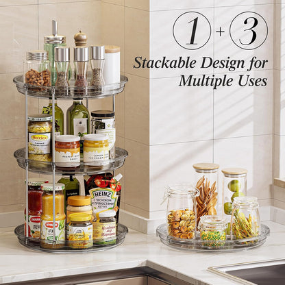 LAMU 2 Pack 2 Tier Lazy Susan Turntable Organizer 10.6'' Rotating Spice Rack Organization for