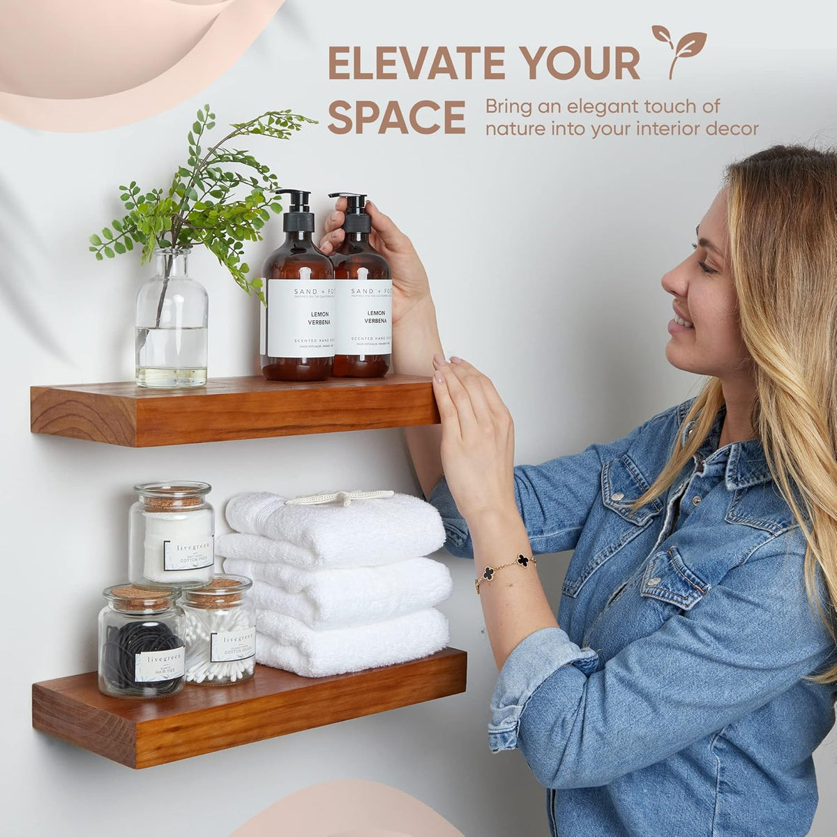 Homeforia 16 inch Oak Floating Shelf, High End Solid Real Wood 16inch Small Floating Shelves for