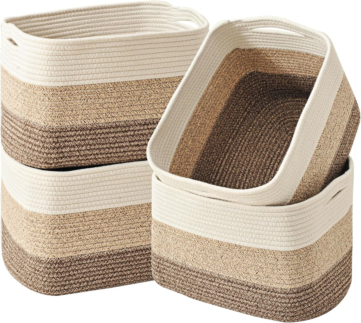 Storage Baskets for Organizing & Shelves, Woven Cotton Rope Organization Bins for Dog Toys