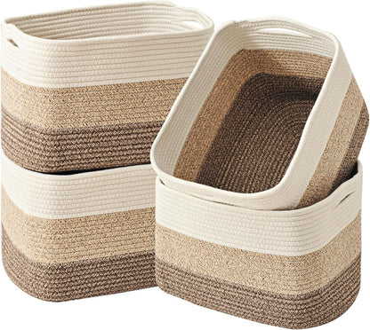 Storage Baskets for Organizing & Shelves, Woven Cotton Rope Organization Bins for Dog Toys