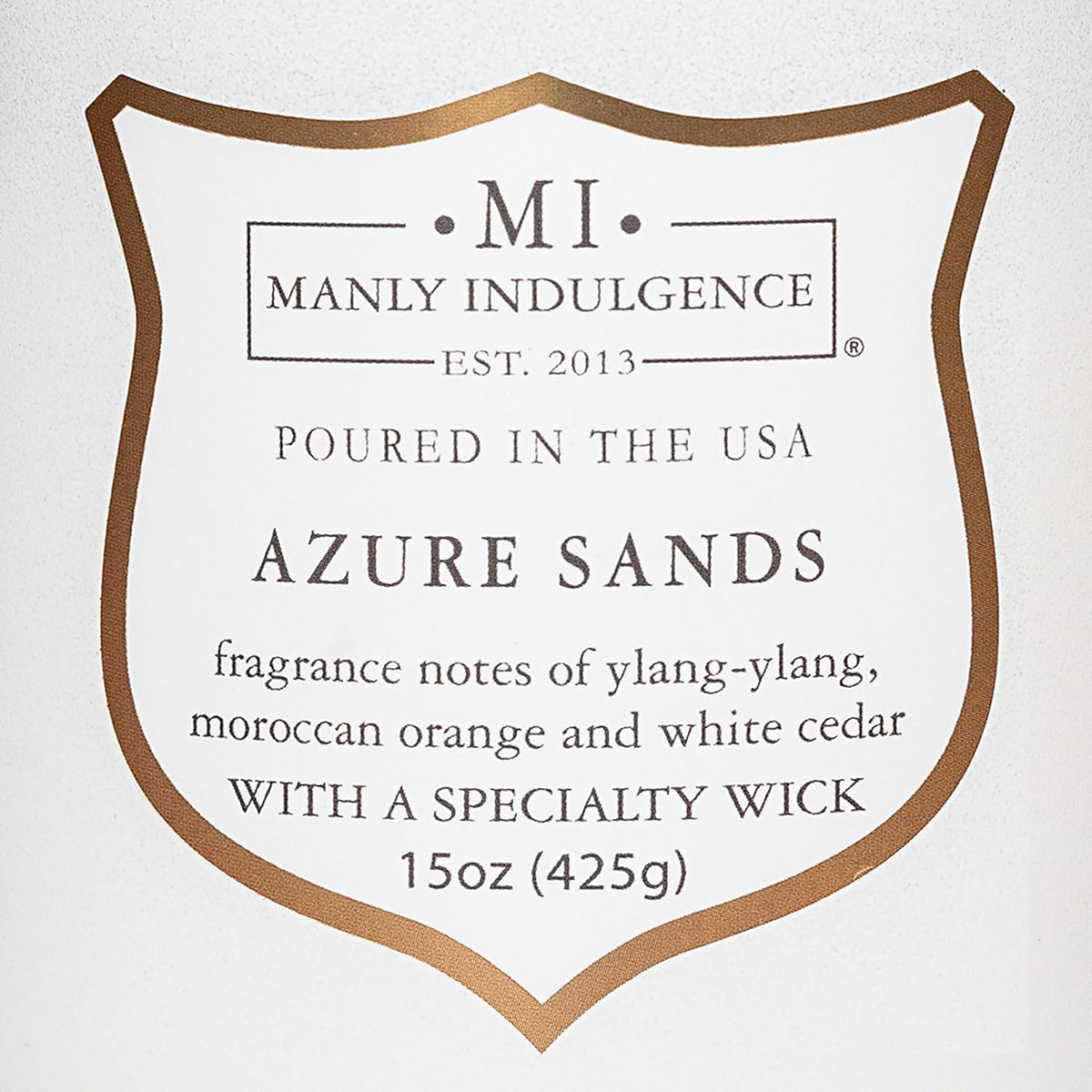 Manly Indulgence Azure Sands Scented Candles for Men, 15 oz Wooden Wick, Premium Soy Blend Wax, 60H