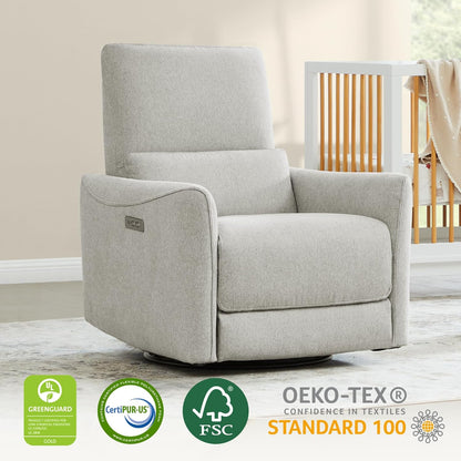 CHITA Power Recliner Chair Swivel Glider, FSC Certified Fabric Living Room Nursery Reclining Sofa