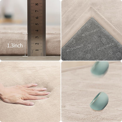 ACOMOPACK Baby Play Mat for Floor 1.3" Thick Memory Foam Play Mat 79"×118" Tummy Time Crawling with