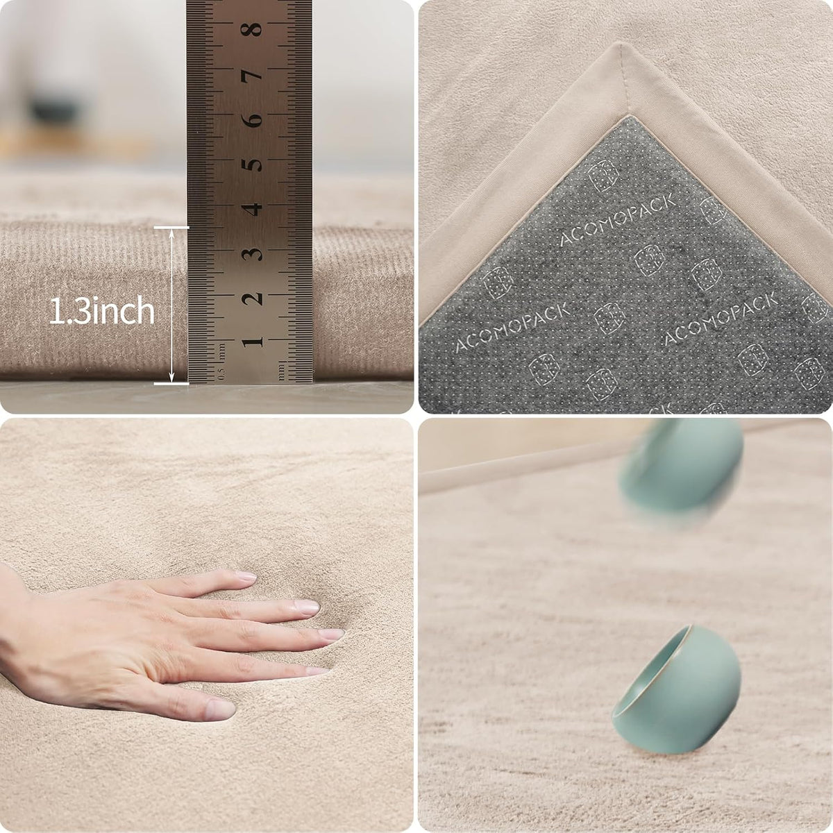 ACOMOPACK Baby Play Mat for Floor 1.3" Thick Memory Foam Play Mat 39"×59" Tummy Time Crawling with