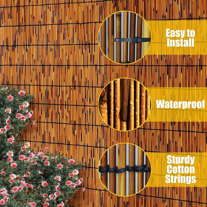 2PACK Natural Reed Fencing 6FT X 16.4FT Reed Fence 6FT High Balcony Reed Fence Privacy Reed Screen