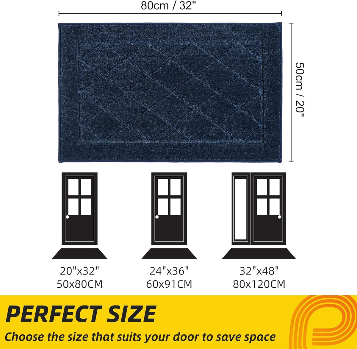 JSEI Dirt Trapper Door Mat 20"x32", Non-Slip Washable Entryway Mats, Dog Door Mat, Stain Resistant