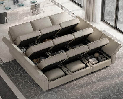 Belffin Modular Sectional Sofa with Ottomans Velvet Reversible Chaise Sleeper Bed Storage Seat