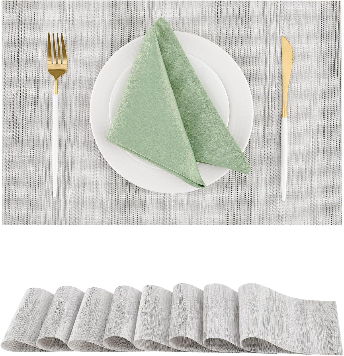Leetaltree Lightsteel Black Placemats Set of 8 - Heat Resistant Non-Slip Place mats for Dining