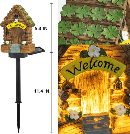 Dazzle Bright Fairy Garden House, 16" Glow in The Dark Cottage with Solar LED Light, Beautiful