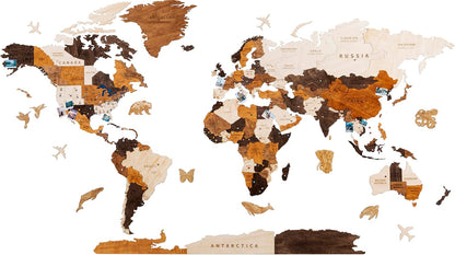 HYPERI Multilayered 3D Wooden World Map Wall Decor, Wood Art Wall Decor, Mapa Mundi Para Pared