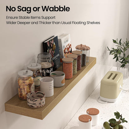 Floating Shelves for Wall, 36" W x 8" D x 1.5" H, Wooden Wall Mounted Display Shelves with