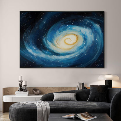SIGNWIN 46"x72" Extra Large Framed Wall Art Spiral Galaxy Vivid Blue and Yellow Cosmic Space
