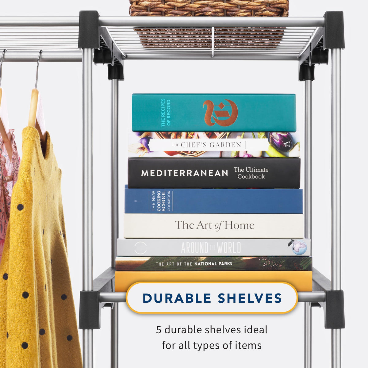 Whitmor Metal Hanging Closet Organizer, Clothes Rack for Hanging Clothes, Double Rod Closet, Metal