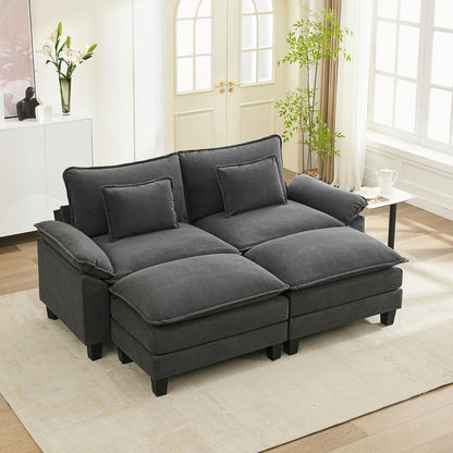 URRED Modular Sectional Sofa Comfy Cloud Couch, Modern Velvet Sofa Sleeper Deep Seat Couches with