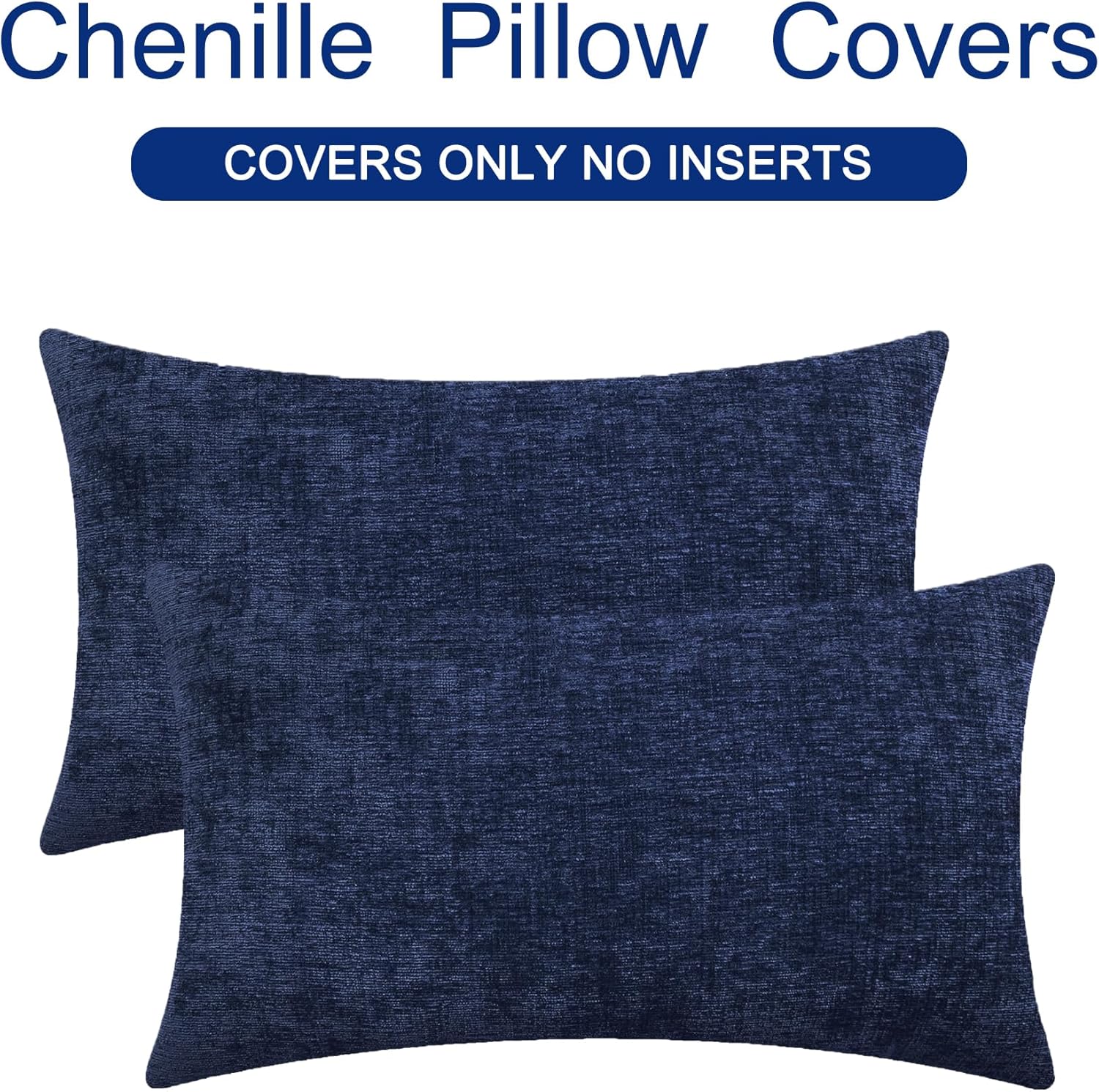 CaliTime Throw Pillow Covers Decorative 16 X 26 Inches Pack of 2 Cozy Chenille Cushion Cases for