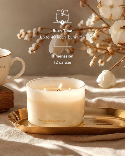 96NORTH Luxury Vanilla Soy Candles | Large 3 Wick Jar Candle | Up to 50 Hours Burning Time | 100%