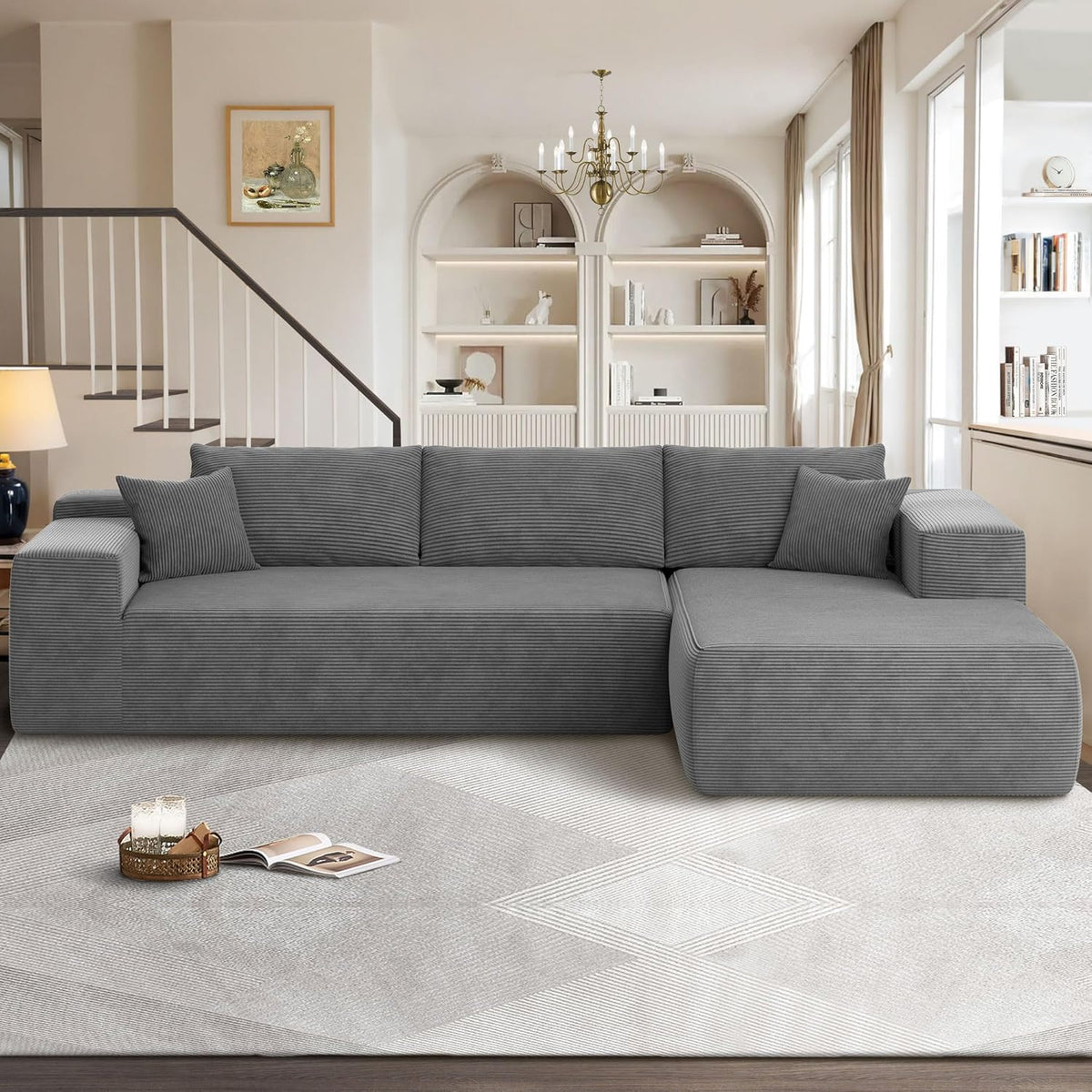 104" Cloud Sectional Couches for Living Room,L Shaped Boneless Couch in A Box,Sleeper Sofa with