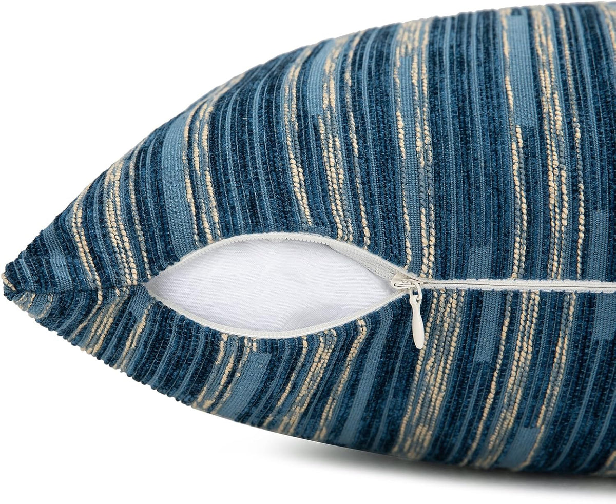 Yeiotsy Pack of 2, Modern Striped Throw Pillow Covers Bohemia Cushion Covers Home Decoration (Navy
