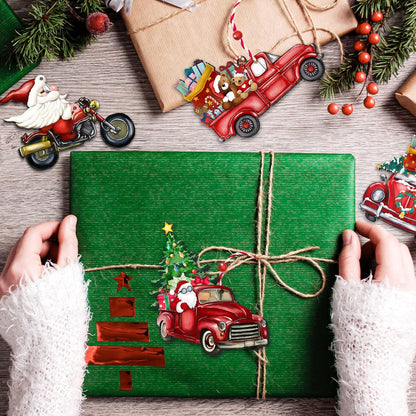 Wooden Christmas Truck Ornaments Red Truck Wooden Hanging Ornaments Wooden Car Crafts with Bead
