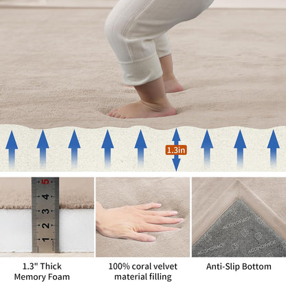 ACOMOPACK Baby Play Mat for Floor,1.3" Thick Memory Foam Area Rug for Living Room,Soft Velvet