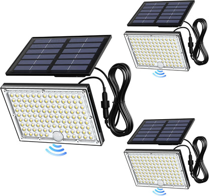 JACKYLED Solar Lights Outdoor Waterproof, Motion Sensor Flood Light 113 LED Bright Cool White Dusk