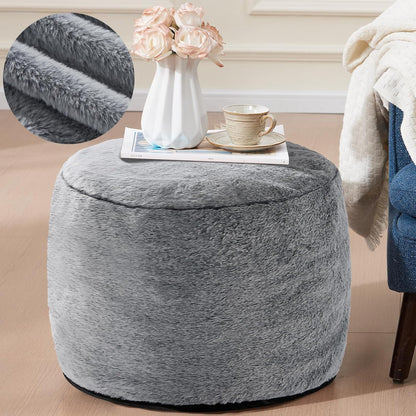Round Ottoman Foot Rest for Couch 20"x15" Foot Stool Ottoman Pouf with Foam Chunk Filling Small