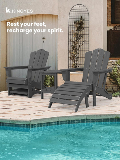 KINGYES Folding Adirondack Ottoman Set of 2 for Adirondack Chair, Grey