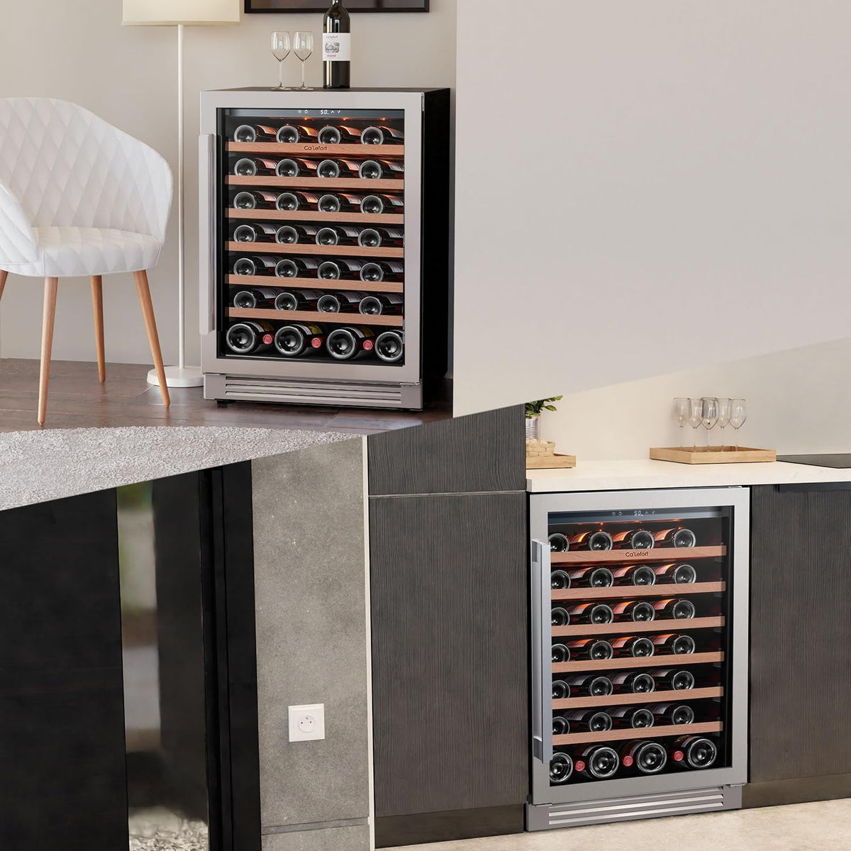 Ca'Lefort 24 Inch Wine Fridge, 54 Bottle Wine Cooler Refrigerator, 40-65°F Wine Refrigerator Glass